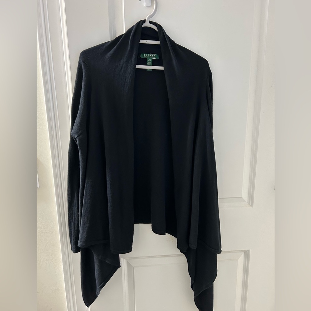 Lauren Ralph Lauren waterfall hi-low cardigan silk/cotton blend L/XL